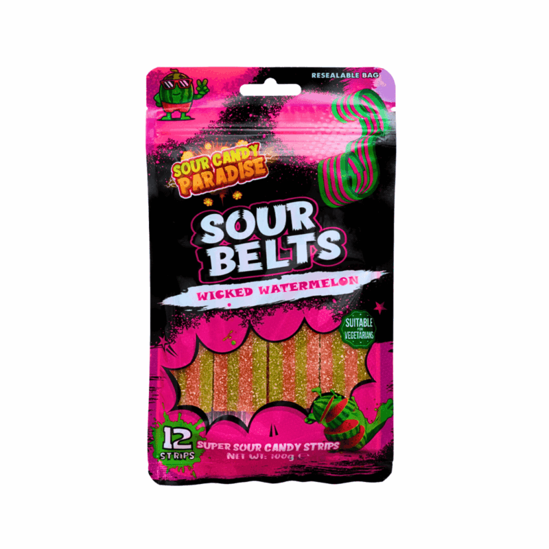 Sour Candy Paradise Sour Belts Wicked Watermelon Flavour (100g)